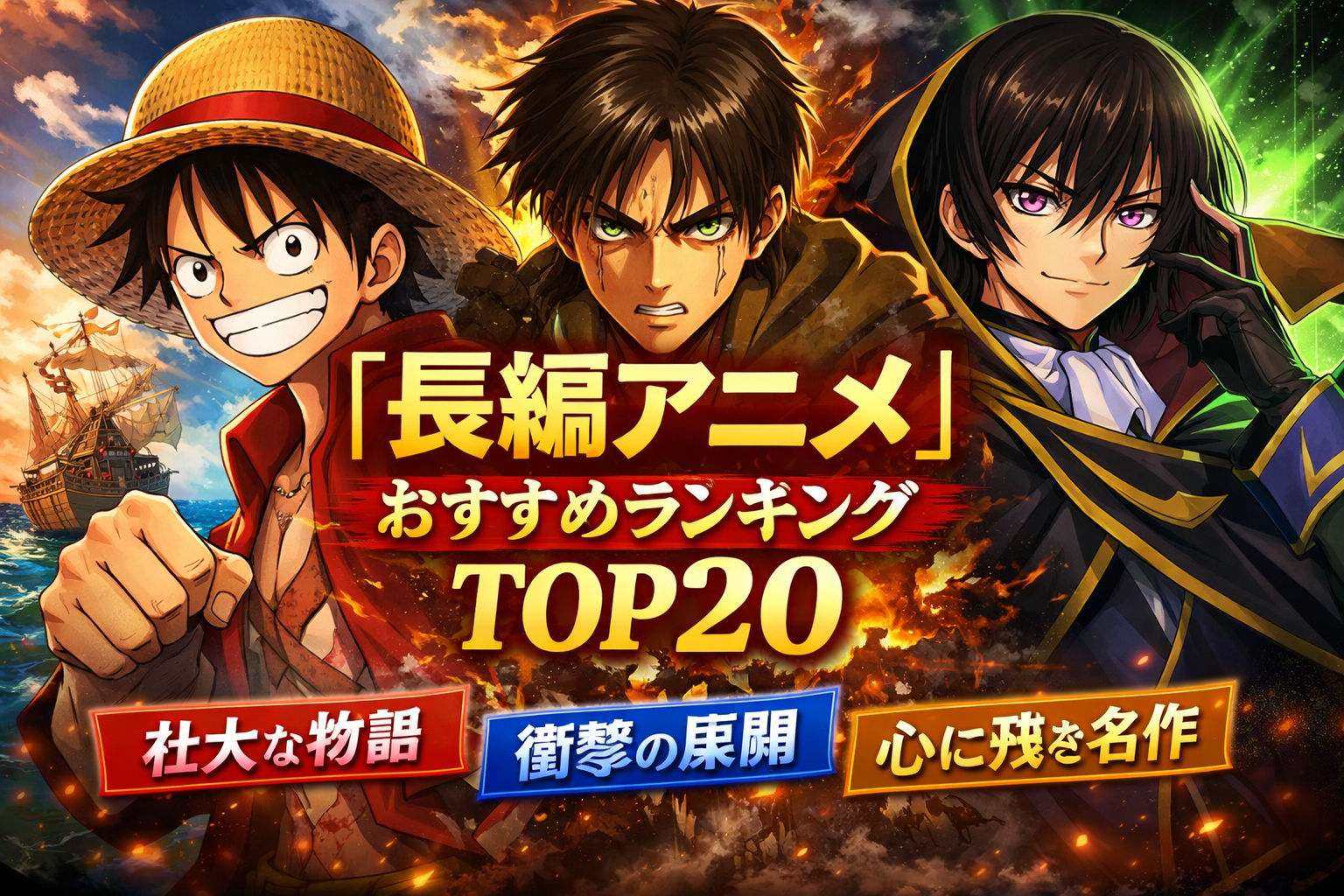 長編アニメ（50話以上の作品）おすすめランキングTOP20