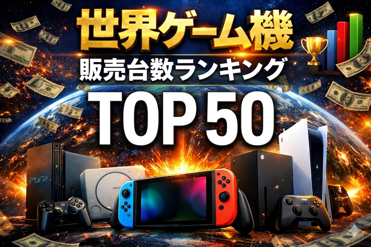 世界ゲーム機販売台数ランキングTOP50｜歴代ハードの売上とメーカー別シェアを徹底比較