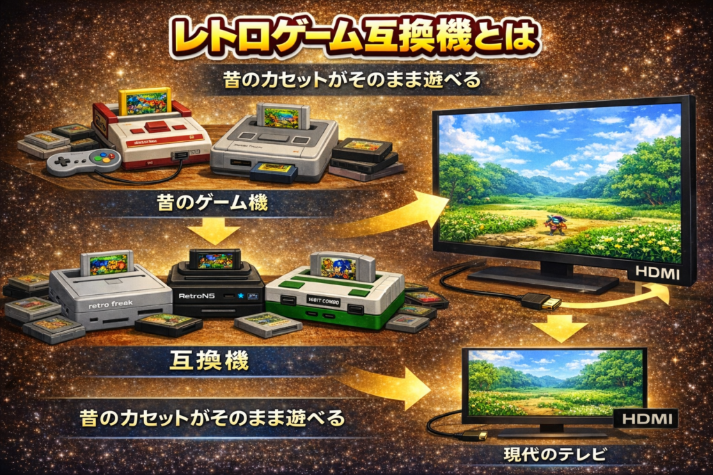 レトロゲーム互換機とはイラスト