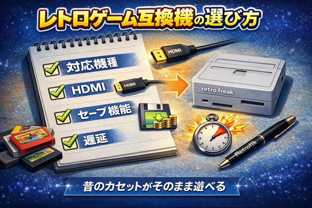 レトロゲーム互換機の選び方イラスト