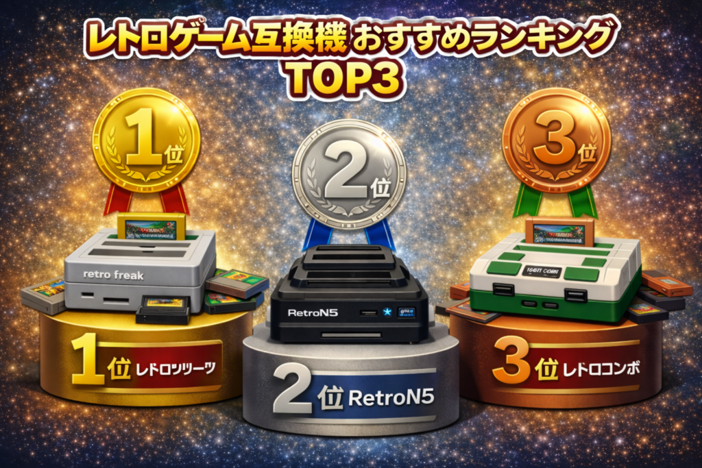 レトロゲーム互換機おすすめランキングTOP3イラスト