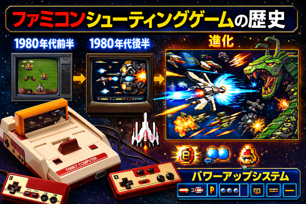 ファミコンシューティングゲームの歴史イラスト
