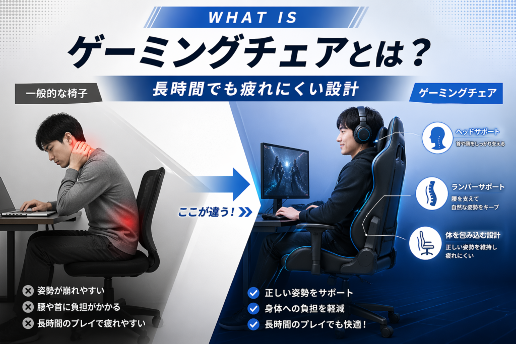 ゲーミングチェアとは？長時間プレイを前提に設計された椅子画像