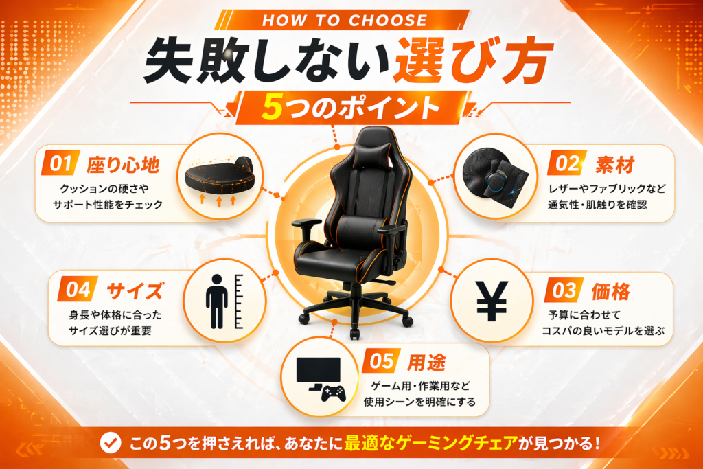 失敗しないゲーミングチェアの選び方【5つのポイント】画像