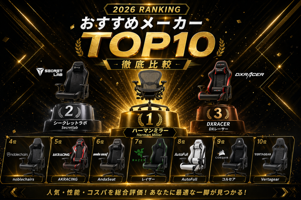 ゲーミングチェアメーカーおすすめランキングTOP10画像