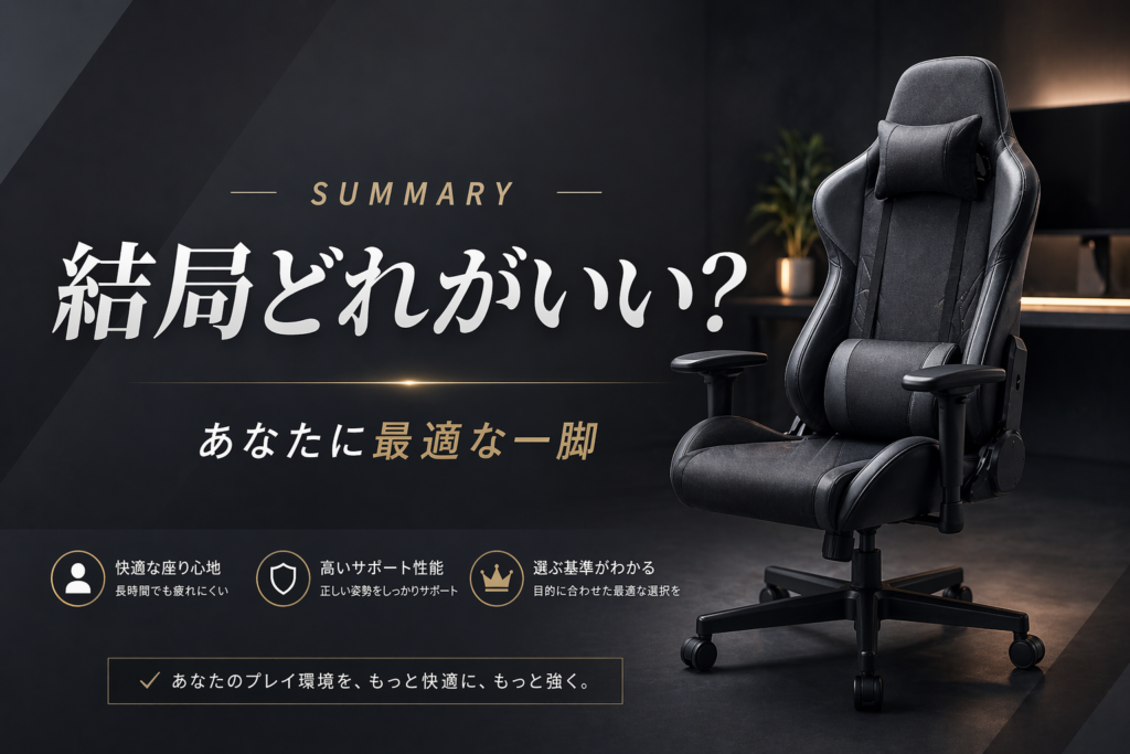 まとめ｜結局どのゲーミングチェアを選ぶべき？画像