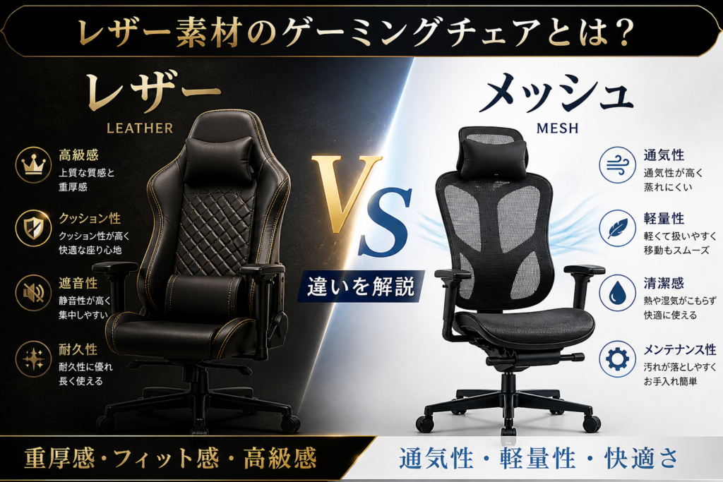 レザー素材のゲーミングチェアとは？画像