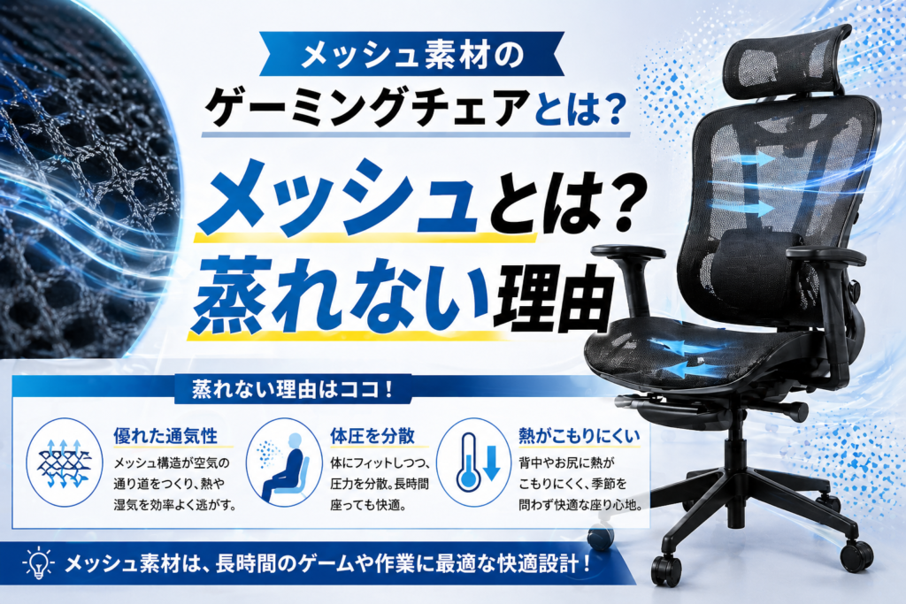 メッシュ素材のゲーミングチェアとは？画像